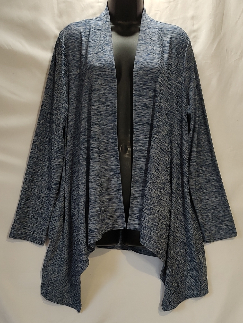 Attitudes by Renee Blue Marled Drape Open-Front Cardigan